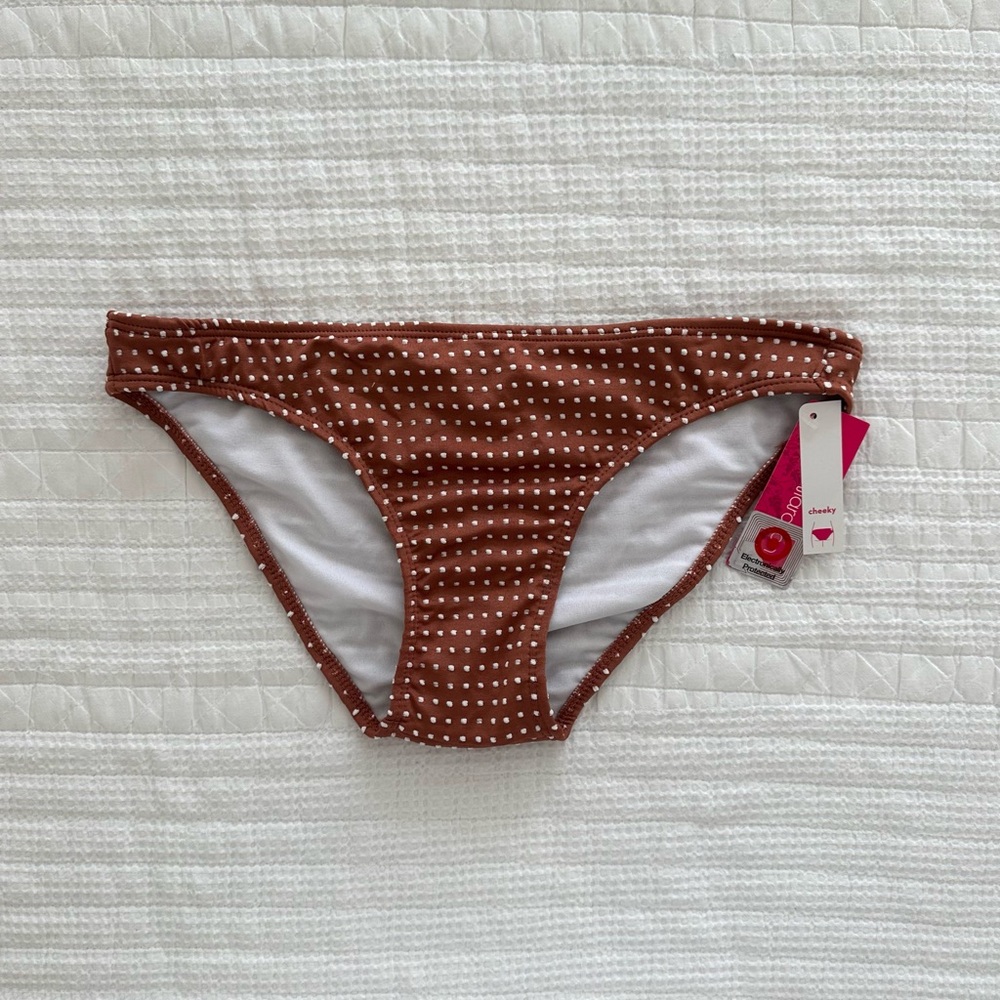 brown polka dot bikini bottom